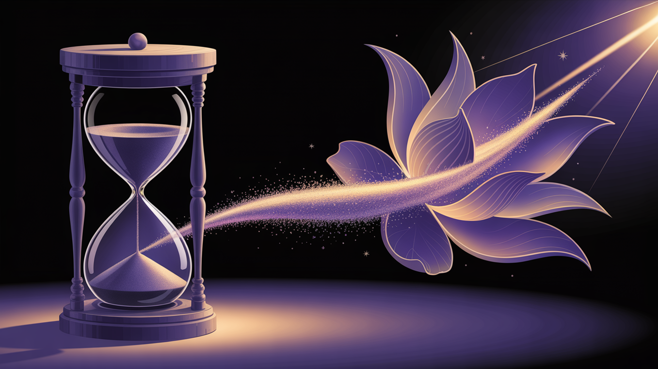 Buddhist impermanence and the arrow of time - lotus petals dissolving into stardust